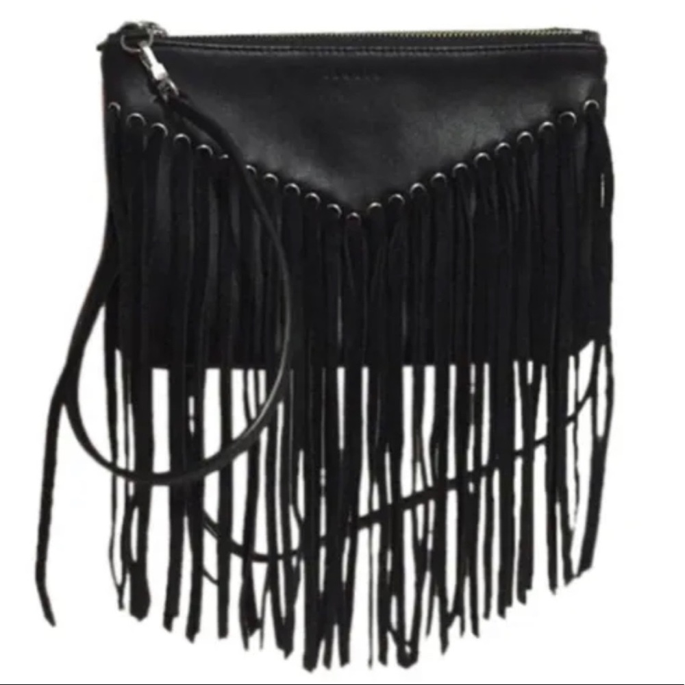 Sandro Black Fridge Leather Crossbody Bag